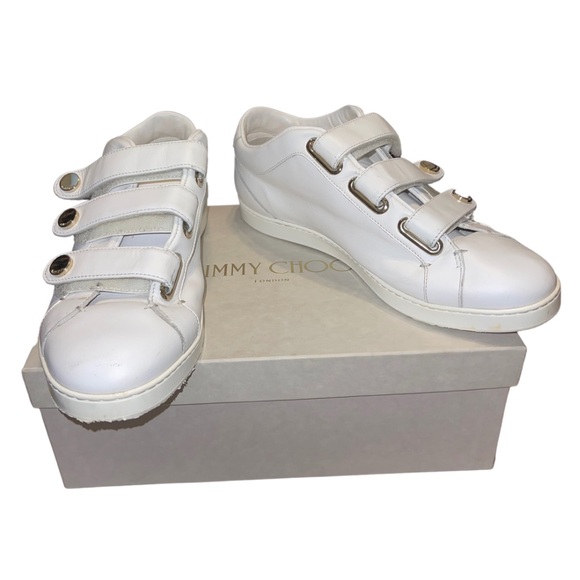 (W/ Box & Dust Bag) Jimmy Choo NY Leather Velcro Sneakers